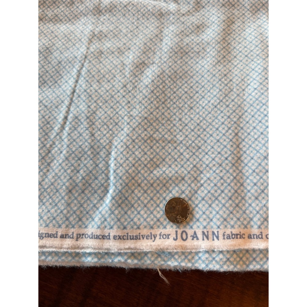 Vintage Jo-Ann Fabric Blue Lattice Floral Cotton Quilting Craft Material 2.5 Yd